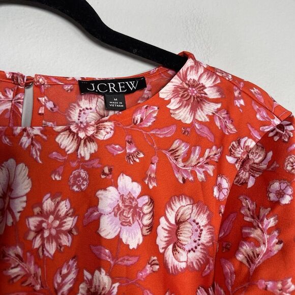 J.CREW Winter Garden Top in Poppy Fields Medium Red Pink NEW Floral Flower BM928 - Picture 5 of 11